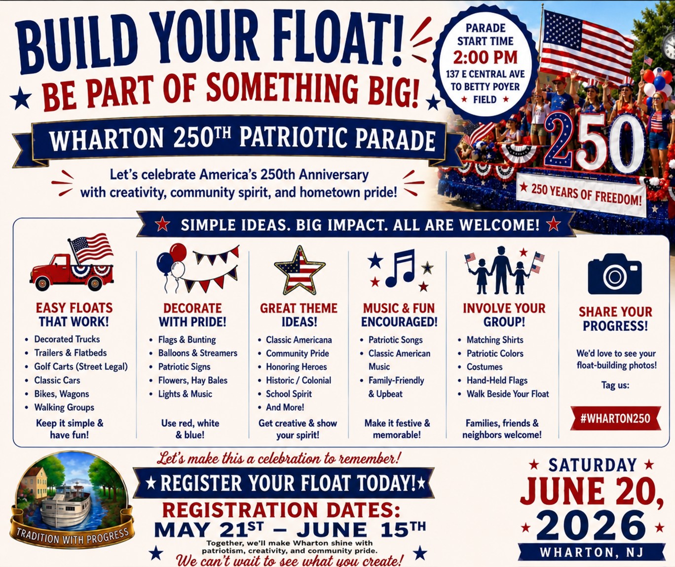 250 th float parade info no qr